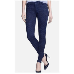 MOTHER The Looker 27 Foulard Me Once Blue Flower Print Skinny Raw Hem Jeans C14